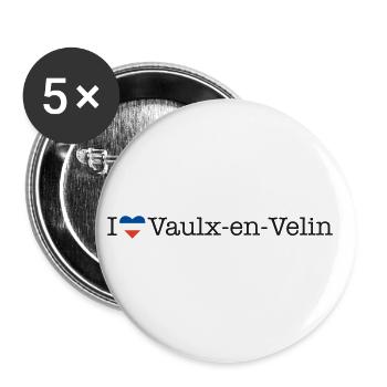 I love Vaulx en Velin - Buttons groß 56 mm (5er Pack) - Weiß - Vorne