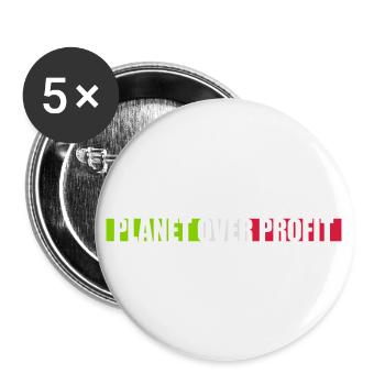 Planète sur le devis de profit - Lot de 5 grands badges (56 mm) - blanc - Devant