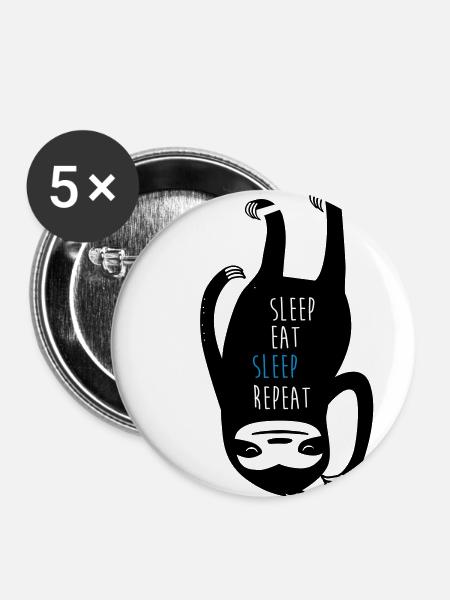 Sleep Eat Sleep Repeat Sloth - Buttons large 2.2''/56 mm (5-pack) - white