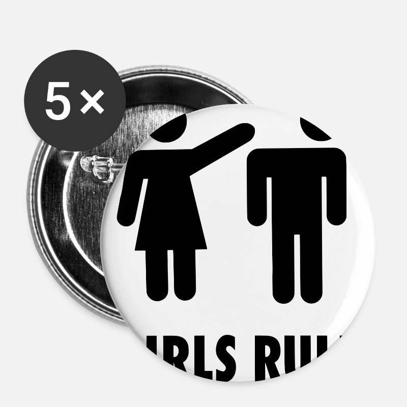 Girls Rule - Buttons large 2.2''/56 mm (5-pack) - white