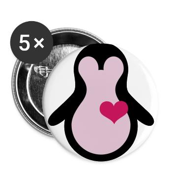 penguin with heart - Buttons large 2.2''/56 mm (5-pack) - white - Front