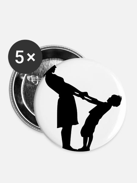Mutter und Kind - Buttons groß 56 mm (5er Pack) - Weiß