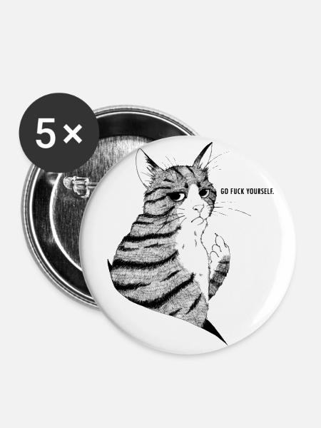 schlechte Kätzchen - Buttons groß 56 mm (5er Pack) - Weiß