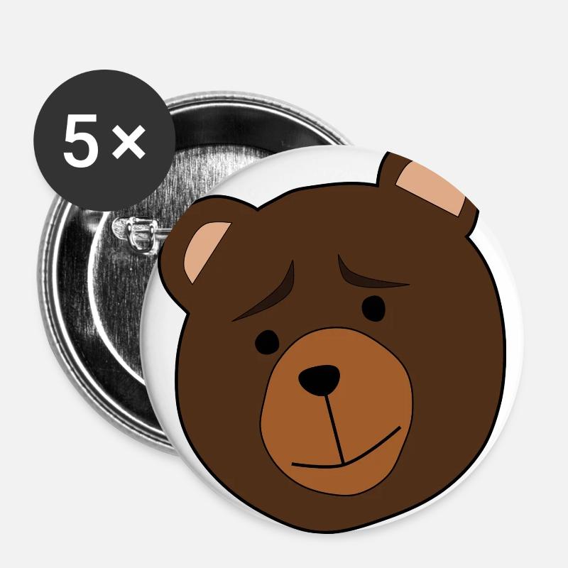 teddy bear - Buttons large 2.2''/56 mm (5-pack) - white