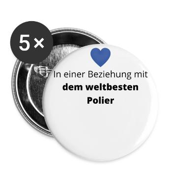 In Beziehung mit dem weltbesten Polier - Buttons groß 56 mm (5er Pack) - Weiß - Vorne