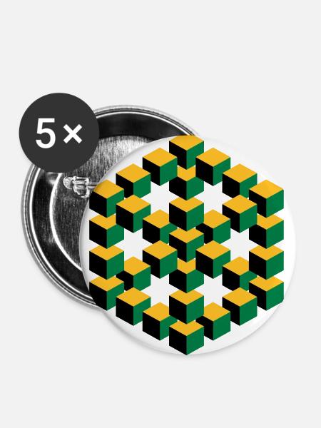 onmogelijke figuur Escher kubus meetkunde verbeelding - Buttons/Badges stor, 56 mm (5-pack) - hvid