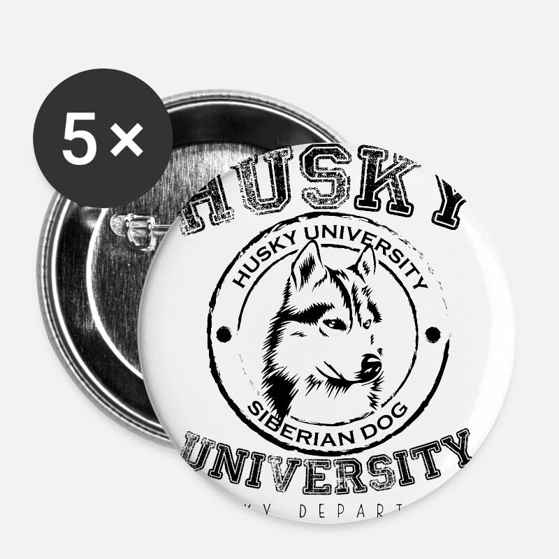 husky university - Buttons large 2.2''/56 mm (5-pack) - white