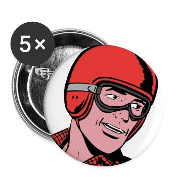 Vintage Treiber Comic - Buttons groß 56 mm (5er Pack) - Weiß - Vorne