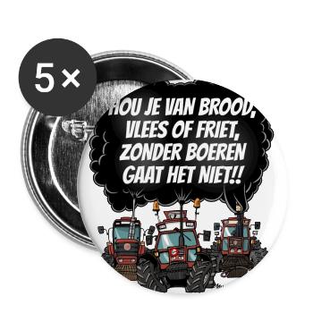 Brot T-Shirt 3x braun - Buttons groß 56 mm (5er Pack) - Weiß - Vorne