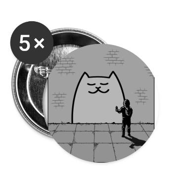 Sleepy Cat - Buttons large 2.2''/56 mm (5-pack) - white - Front