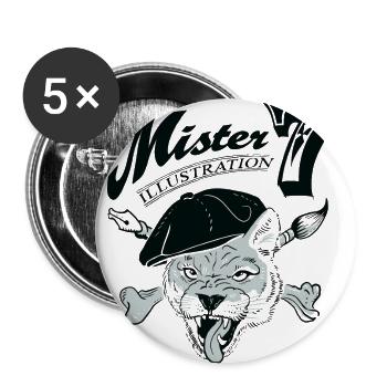 Mister 7 illustration - Buttons large 2.2''/56 mm (5-pack) - white - Front