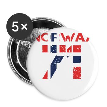 Fussball verein team party em wm NORWAY 71 - Buttons groß 56 mm (5er Pack) - Weiß - Vorne