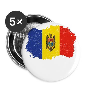 Roots Wurzeln Flagge heimat Land Moldawien png - Buttons groß 56 mm (5er Pack) - Weiß - Vorne