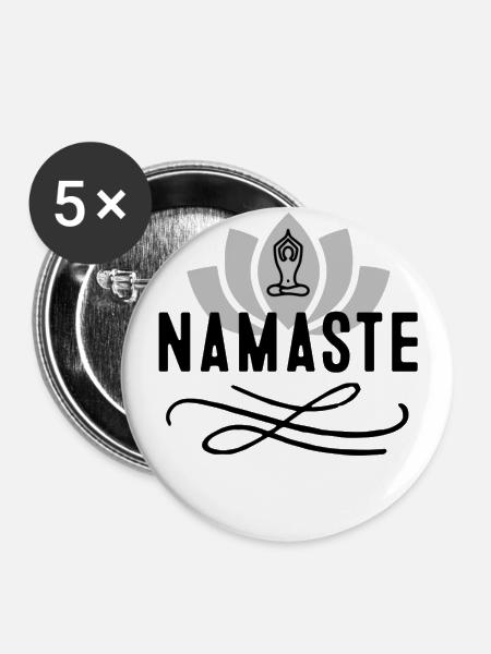 Namaste - Buttons groß 56 mm (5er Pack) - Weiß