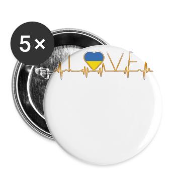 racines à la maison de la maison aiment coeur de l'Ukraine - Lot de 5 grands badges (56 mm) - blanc - Devant