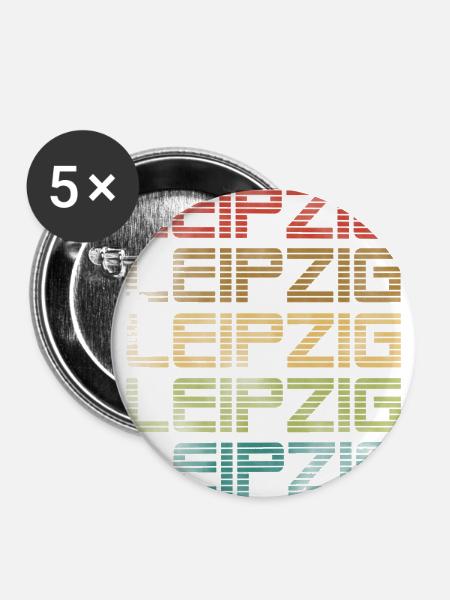 Leipzig - Used Look - Buttons groß 56 mm (5er Pack) - Weiß