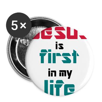 Jesus ist die erste in meinem Leben - Buttons groß 56 mm (5er Pack) - Weiß - Vorne