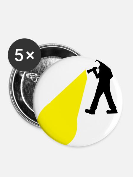 Detektiv - Buttons groß 56 mm (5er Pack) - Weiß