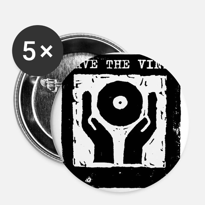 SaveTheVinyl - Buttons groß 56 mm (5er Pack) - Weiß