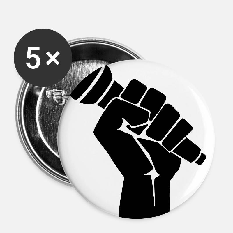 Fist with microphone - Buttons large 2.2''/56 mm (5-pack) - white