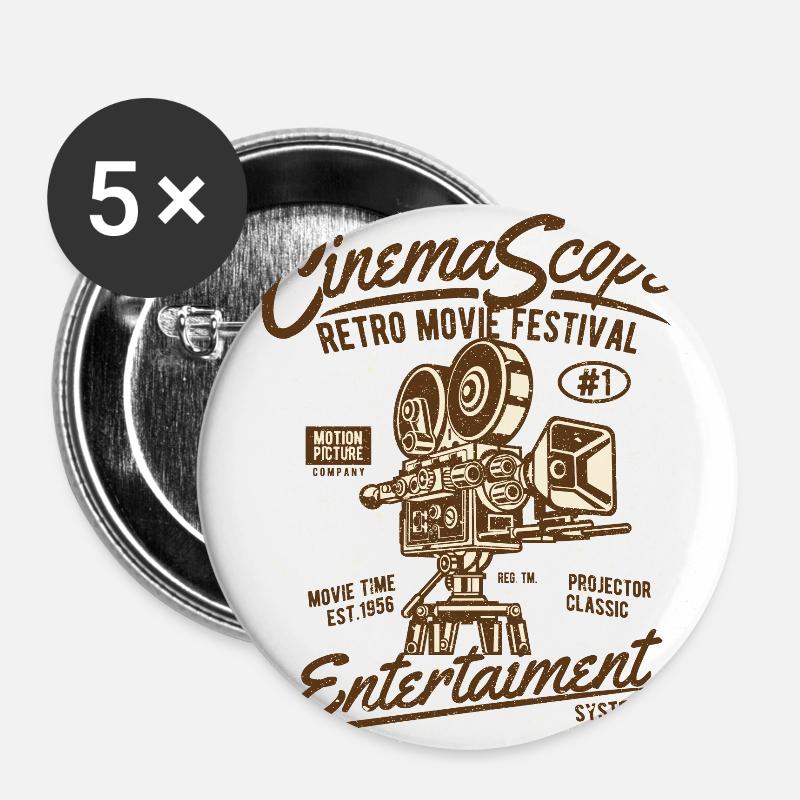 Cinema Scope - Buttons large 2.2''/56 mm (5-pack) - white