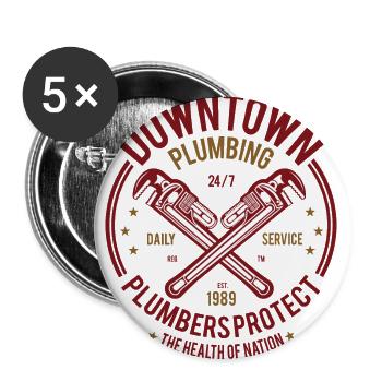 Downtown Plumbing - Buttons large 2.2''/56 mm (5-pack) - white - Front