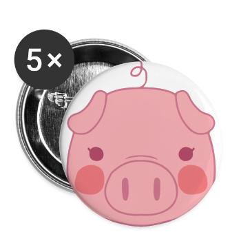Porc - Lot de 5 grands badges (56 mm) - blanc - Devant
