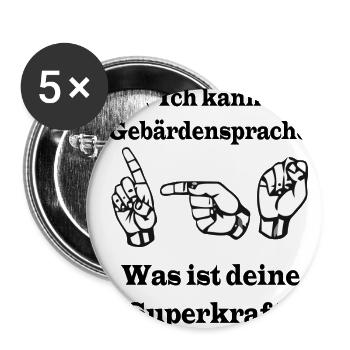 Gebärdensprache - Buttons groß 56 mm (5er Pack) - Weiß - Vorne