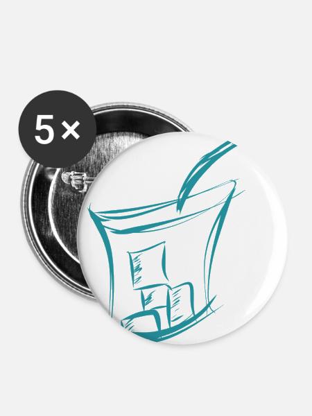 Drink Eiswuerfel Sommer - Buttons groß 56 mm (5er Pack) - Weiß
