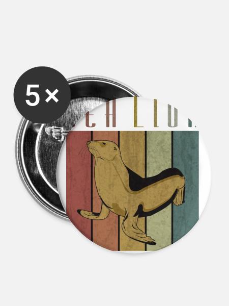 Seehund - Buttons groß 56 mm (5er Pack) - Weiß