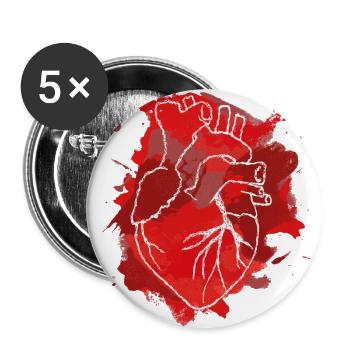 Herz - Buttons groß 56 mm (5er Pack) - Weiß - Vorne