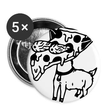 Pizza Hund - Buttons groß 56 mm (5er Pack) - Weiß - Vorne