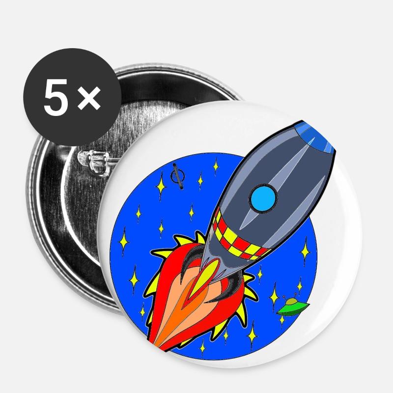 Funny Little Rocket - Buttons large 2.2''/56 mm (5-pack) - white