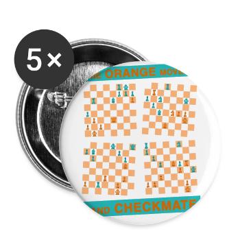 Die ORANGE Bewegung ... und CHECKMATE - einfach - Buttons groß 56 mm (5er Pack) - Weiß - Vorne