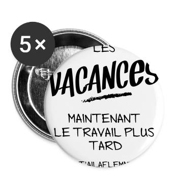 LES VACANCES - Lot de 5 grands badges (56 mm) - blanc - Devant