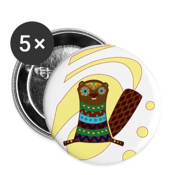 Biber - Buttons groß 56 mm (5er Pack) - Weiß - Vorne