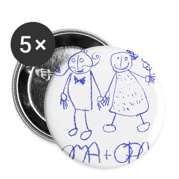 Oma und OPa - Buttons groß 56 mm (5er Pack) - Weiß - Vorne