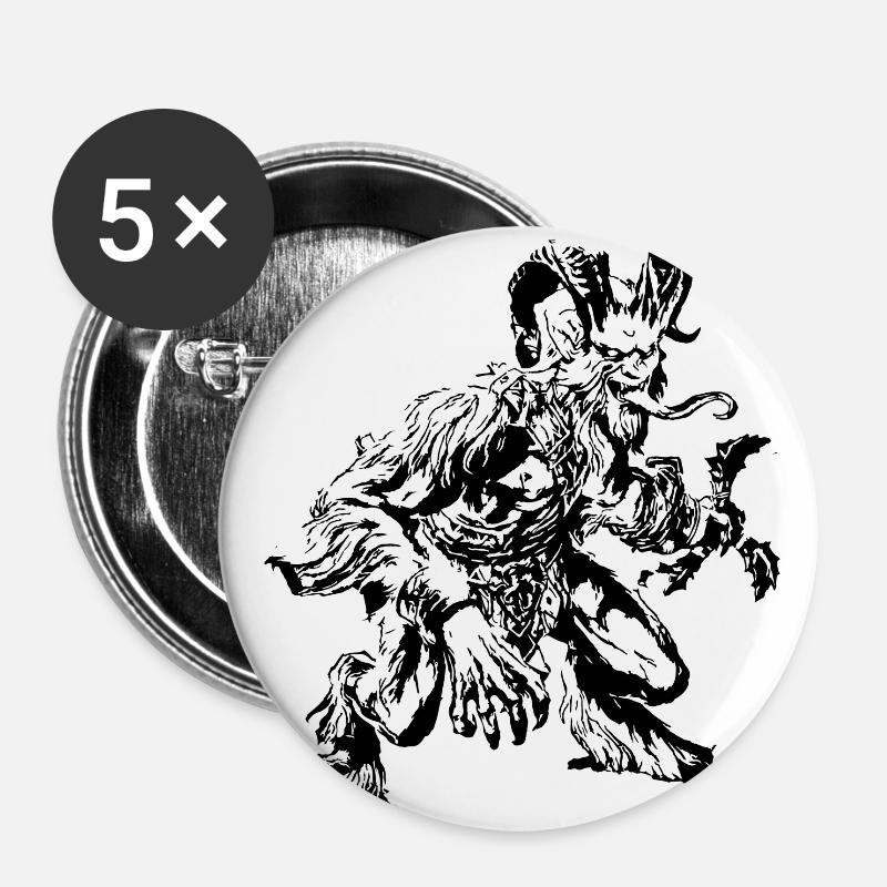 krampus - Buttons groß 56 mm (5er Pack) - Weiß