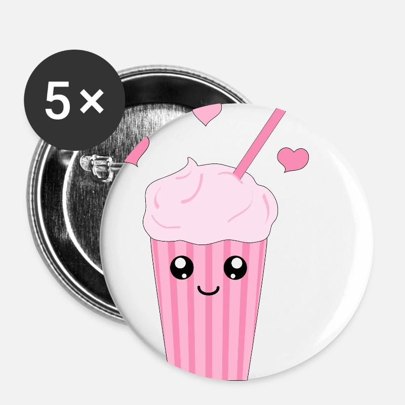 Kawaii milkshake - Buttons large 2.2''/56 mm (5-pack) - white