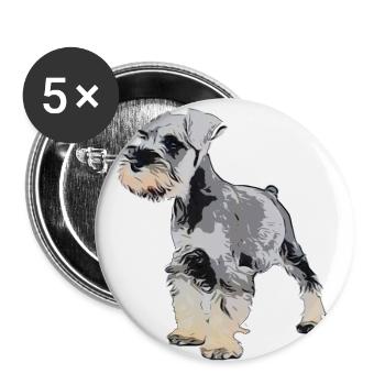 Zwergschnauzer 1 - Buttons groß 56 mm (5er Pack) - Weiß - Vorne