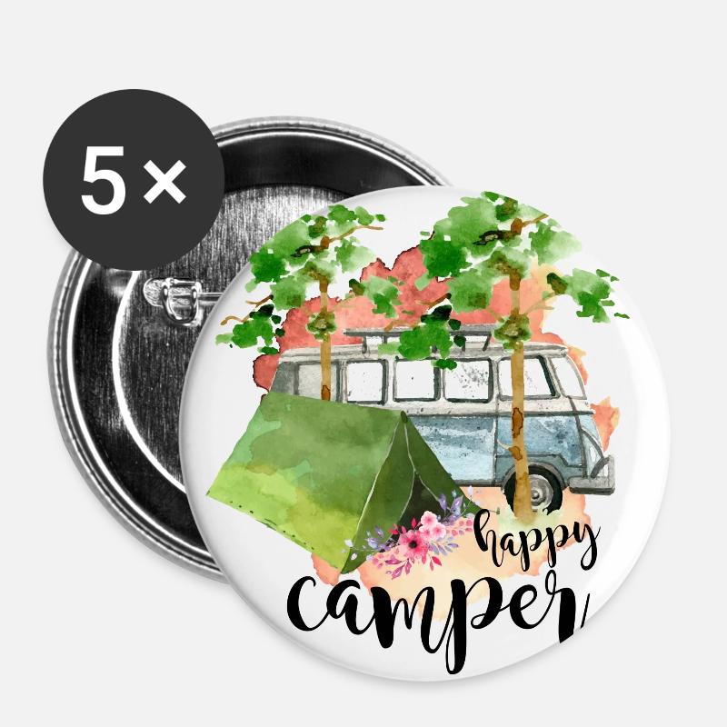 Happy Camper - Buttons large 2.2''/56 mm (5-pack) - white