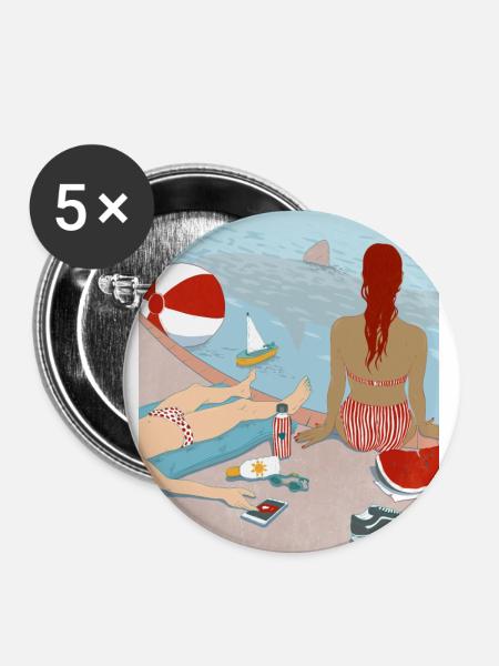 Summer - Buttons groß 56 mm (5er Pack) - Weiß