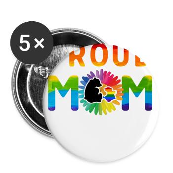 Stolzer Mammabär - Buttons groß 56 mm (5er Pack) - Weiß - Vorne