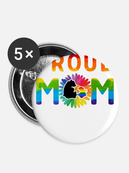 Stolzer Mammabär - Buttons groß 56 mm (5er Pack) - Weiß