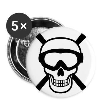 Skiing Skull - Lot de 5 grands badges (56 mm) - blanc - Devant