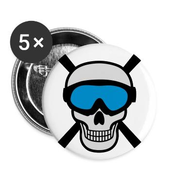 Skiing Skull - Lot de 5 grands badges (56 mm) - blanc - Devant