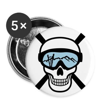Skier and skiing goggles, skiing - Lot de 5 grands badges (56 mm) - blanc - Devant