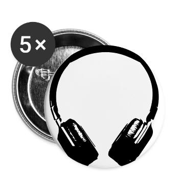 casque son - Lot de 5 grands badges (56 mm) - blanc - Devant