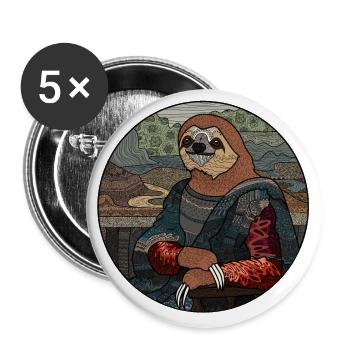 Sloth Mona Lisa funny gift for sloth fans - Buttons large 2.2''/56 mm (5-pack) - white - Front