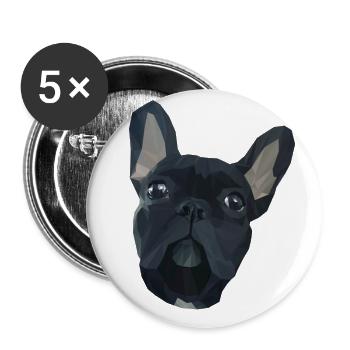 GEOMETRIC FRENCH BULLDOG - Buttons large 2.2''/56 mm (5-pack) - white - Front